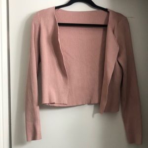 Pink crop no button cardigan